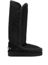 Mou Whipstitched Sheepskin Boots In Black