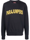 Parajumpers Caleb Sweatshirt In Black Cotton With Yellow Logo In Blau