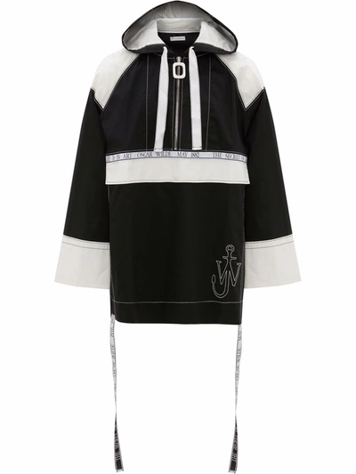 Jw Anderson Cotton Parka With Contrasting Inserts In Black