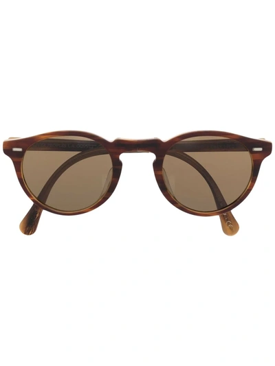 Oliver Peoples Gregory Round-frame Sunglasses In Braun