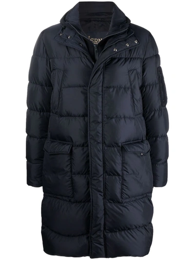 Herno Quilted Down Coat In Blau