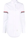 Thom Browne Vertical-stripe Rwb-detail Shirt In White
