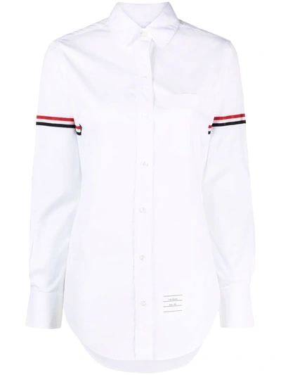 Thom Browne Vertical-stripe Rwb-detail Shirt In White