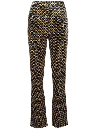 Rabanne Geometric-pattern Slim-fit Trousers In Black