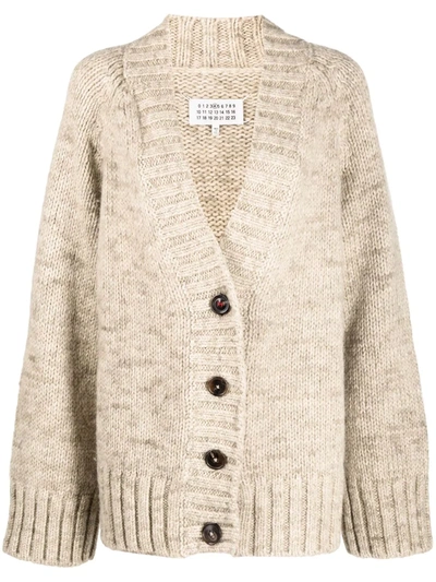 Maison Margiela Oversized Alpaca Wool-blend Cardigan In Neutrals