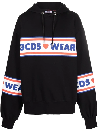 GCDS LOGO-PRINT COTTON HOODIE