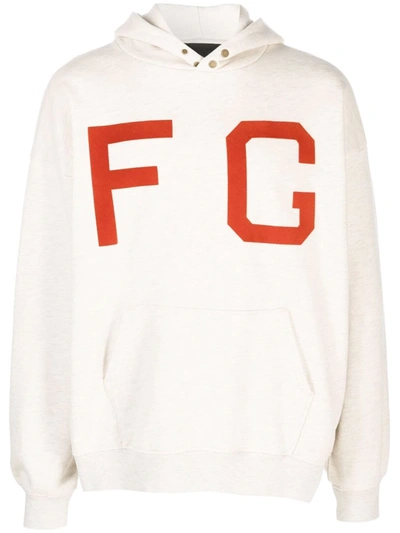 Fear Of God Logo-print Pullover Hoodie In Neutral