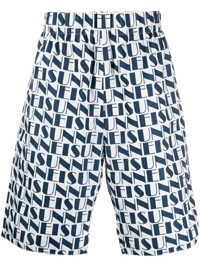 Sunnei Logo-print Reversible Shorts In Weiss