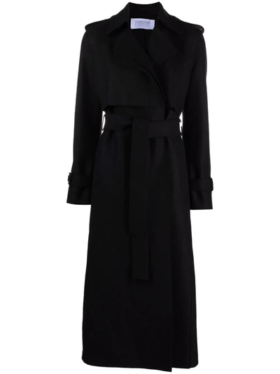 Harris Wharf London Longline Felted Virgin-wool Trench Coat In Black