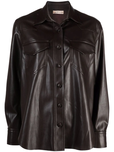 Blanca Vita Garofano Faux-leather Shirt In Onice