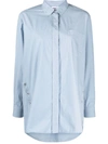 Kenzo Long-sleeved Cotton Shirt In Blue