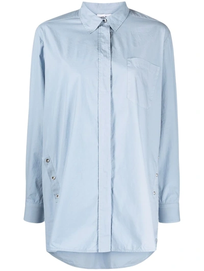 Kenzo Long-sleeved Cotton Shirt In Blue