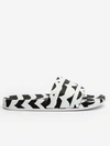 Adidas Originals Marimekko Adilette Slides In Black And White In Black