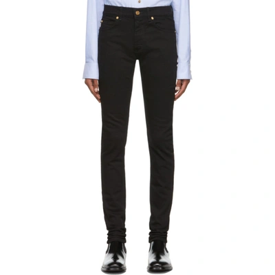 Versace Embroidered Super Skinny Jeans In Black