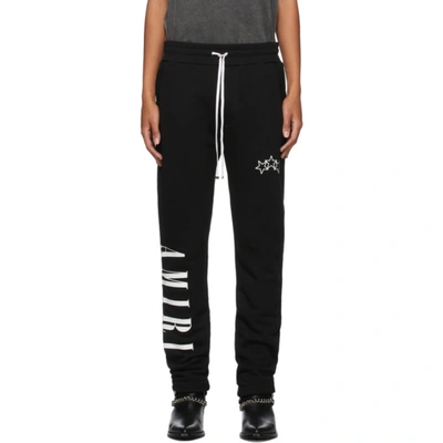 Amiri Mens Black Logo-print Relaxed-fit Cotton-jersey Jogging Bottoms S In Black,white