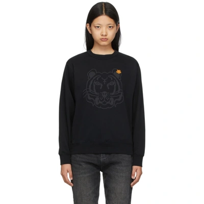 Kenzo Tiger-print Cotton Sweatshirt In Black