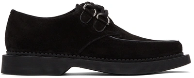 Saint Laurent Teddy Velvet And Leather Derby Shoes In Nero