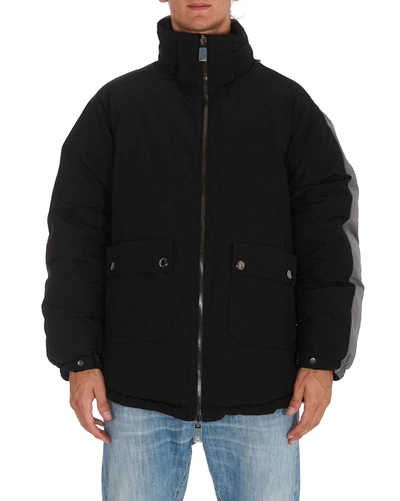 Dolce & Gabbana Logo Plaque Padded Coat In Black