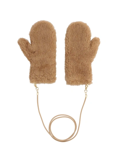 Max Mara Ombrato Camel Hair And Silk Mittens In Brown