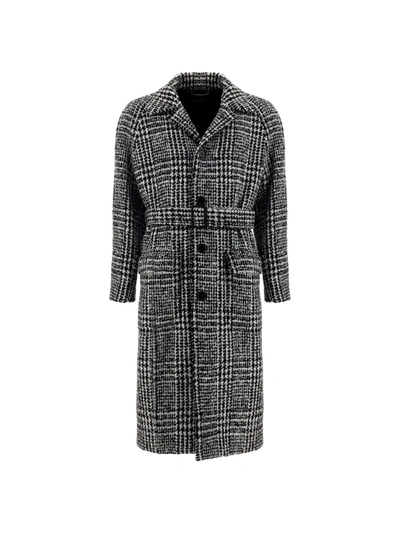 Dolce & Gabbana Checked Belted Coat In Multi