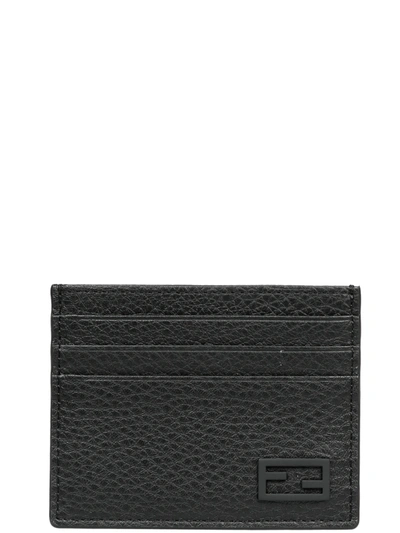 Fendi Baguette Plaque Cardholder In Black