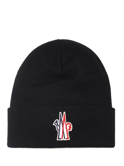 Moncler Black Wool Jersey Beanie