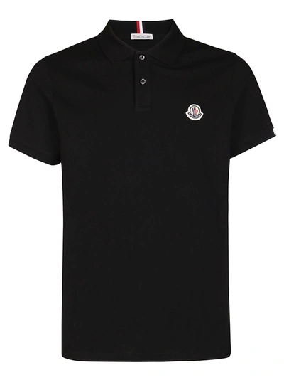 Moncler Logo Embroidered Polo Shirt In Black
