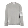 Thom Browne 4-bar Long-sleeve Cotton Jersey Ruby T-shirt In Light Grey