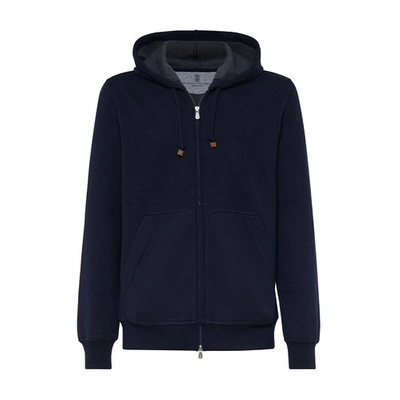 Brunello Cucinelli Sweatshirt With Hood In Bleu