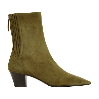 Aquazzura Saint Honore 45 Suede Ankle Boots In Seaweed