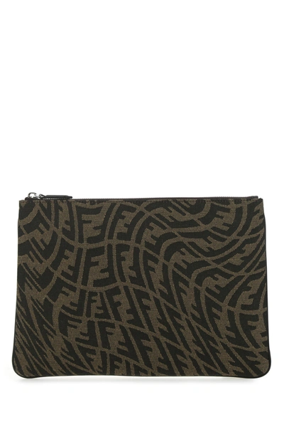 Fendi Embroidered Fabric Medium Pouch Printed  Uomo Tu