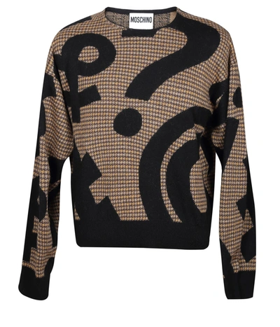 Moschino Logo Intarsia Ribbed Jumper In Multi