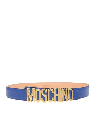 Moschino Logo-plaque Adjustable Belt In Blue