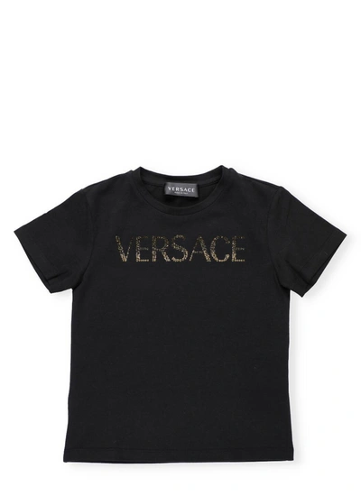 Versace Kids Embellished Logo T In Black