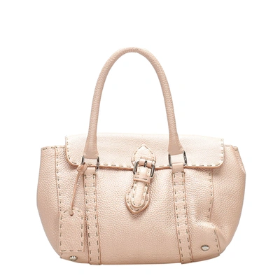 Pre-owned Fendi Pink Leather Selleria Linda Mini Bag
