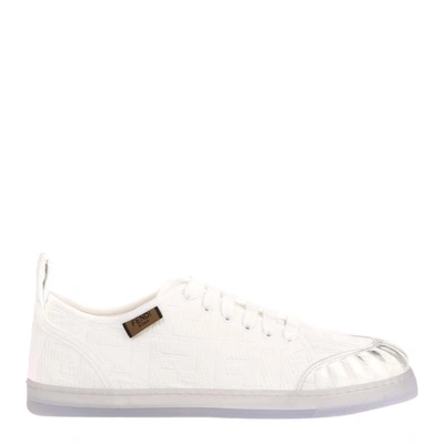 Pre-owned Fendi White Jacquard Ff Sneakers Size Eu 35