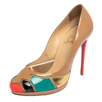 Pre-owned Christian Louboutin Multicolor Patchwork Patent Leather Astrogirl Pumps Size 38
