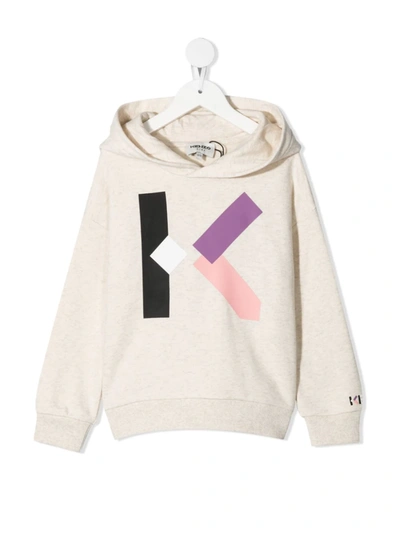 Kenzo Kids' Logo Print Cotton Sweatshirt Hoodie In Cream