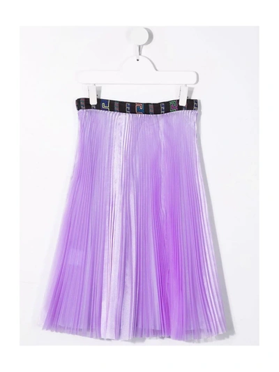 Versace Logo-waistband Pleated Tutu In Purple