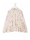 Il Gufo Floral-print Panelled Blouse In Neutrals