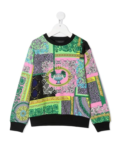 Versace Kids' Barocco 印花卫衣 In Pink