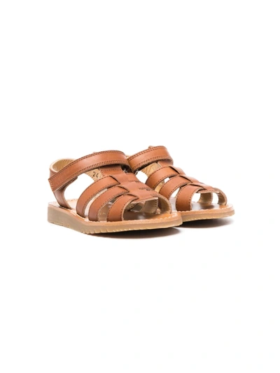 Gallucci Babies' Flat Leather Sandals In Brown