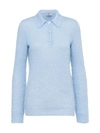 Prada Mohair-blend Knit Polo Top In Blue