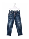 Dsquared2 Teen Distressed Straight-leg Jeans In Blue