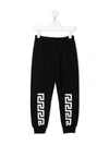 Versace Greca-print Stretch-cotton Track-pants In Black
