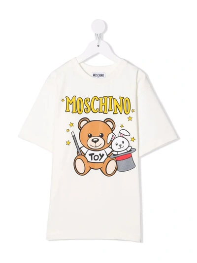 Moschino Kids' Teddy Bear-motif Cotton T-shirt In Neutrals