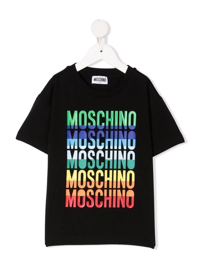Moschino Kids' Logo-print Short-sleeved T-shirt In Black