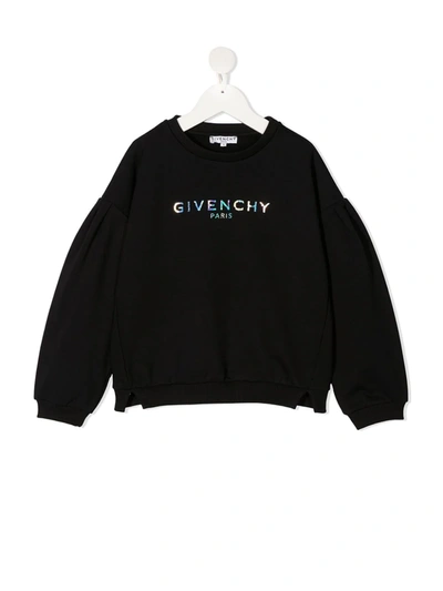 Givenchy Kids' Iridescent Logo Print Jumper In Black