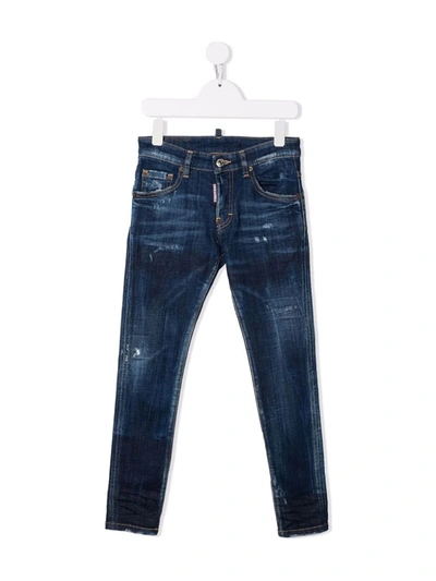 Dsquared2 Kids' Slim-cut Faded Jeans In Blue