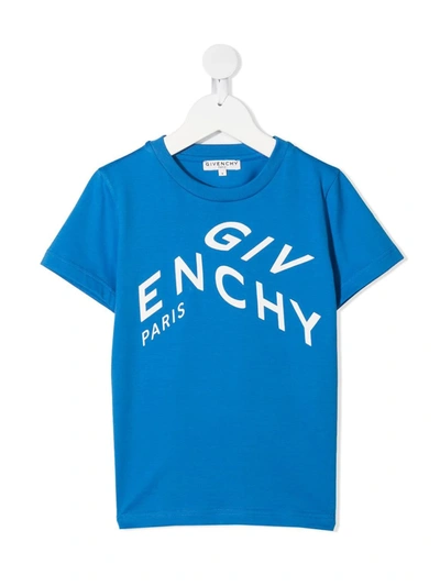 Givenchy Teen Refracted Logo-print Cotton T-shirt In Blue